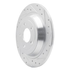 Ford Mustang Brake Rotor (1) - Rear Right - R1 Concepts - Drilled & Slotted - Silver - `15-`23